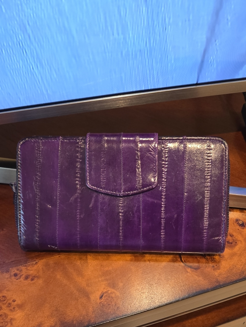Purple Genuine Eelskin Zip Wallet